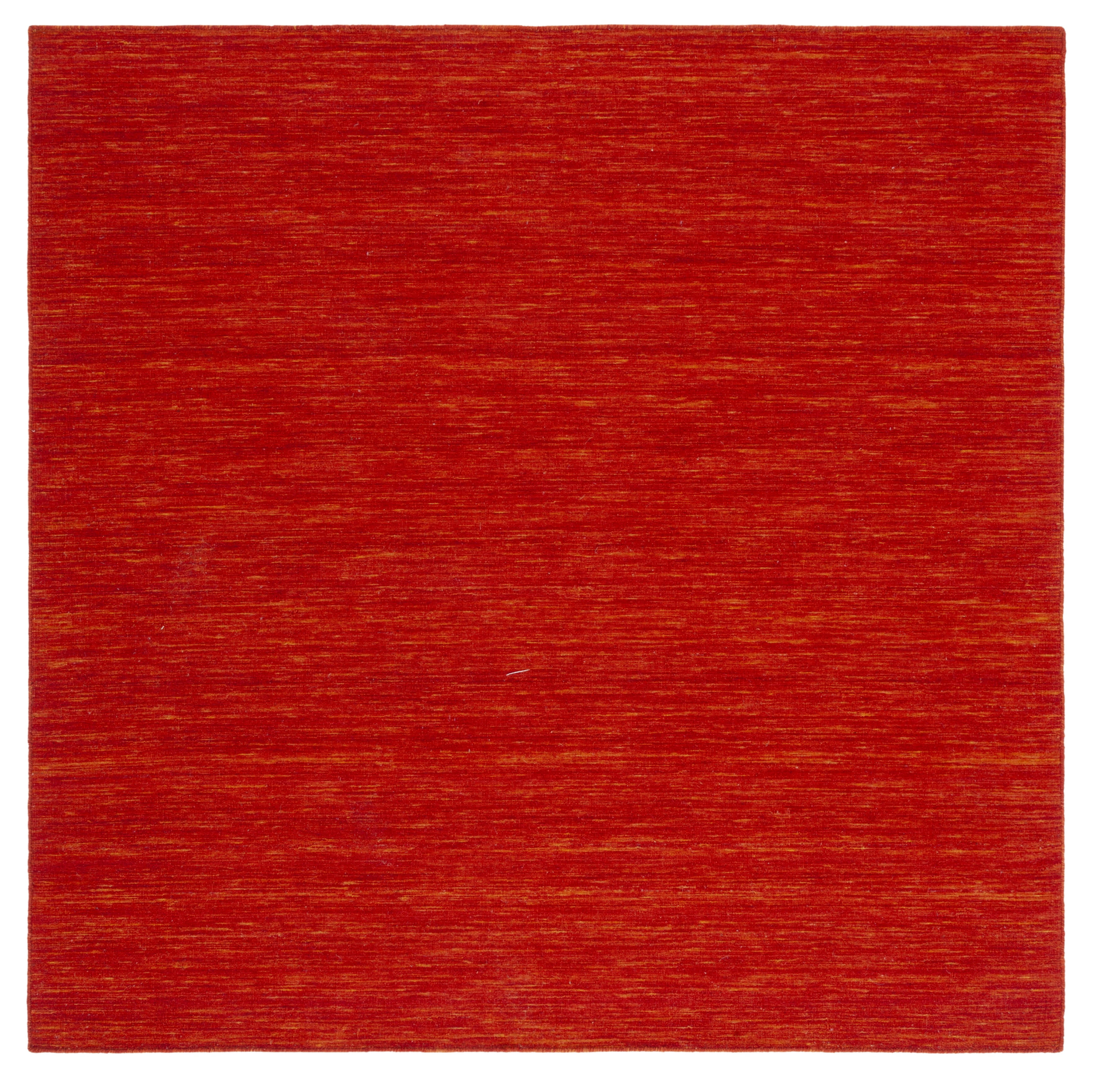 Bohemian Nomad Red Wool & Cotton 6' Square Handmade Kilim Rug