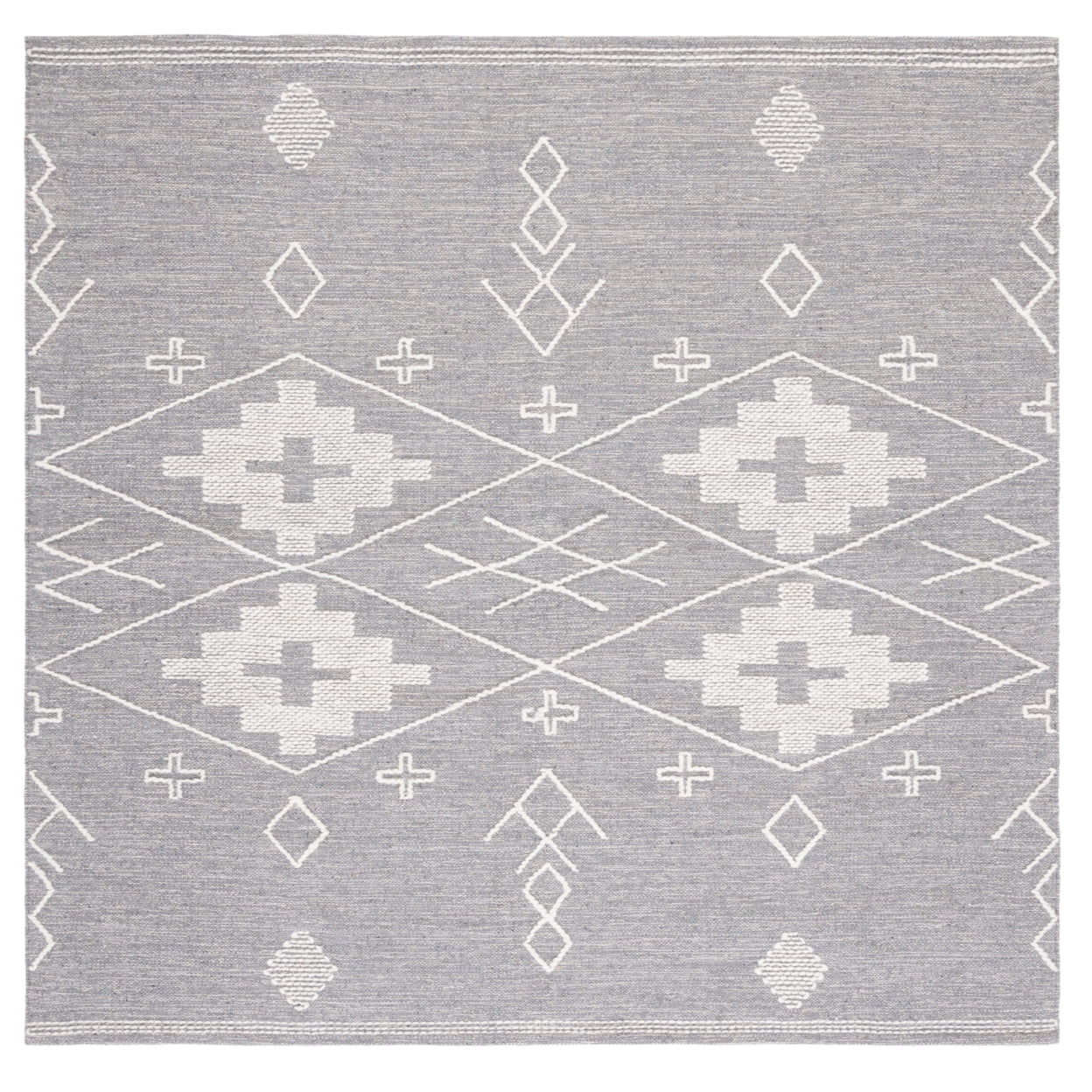 SAFAVIEH Kilim Phelim Tribal Area Rug, Grey/Ivory, 6' x 6' Square