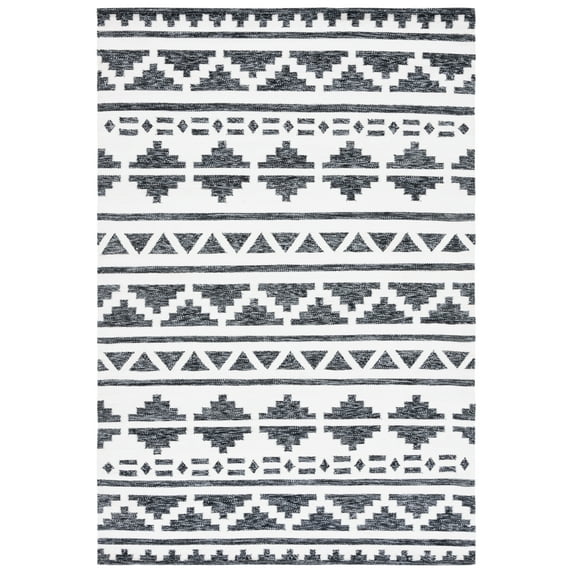 SAFAVIEH Kilim Phoebe Geometric Polyester Area Rug, Black/Ivory, 3' x 5'