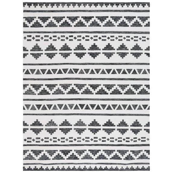 SAFAVIEH Kilim Phoebe Geometric Polyester Area Rug, Black/Ivory, 8' x 10'