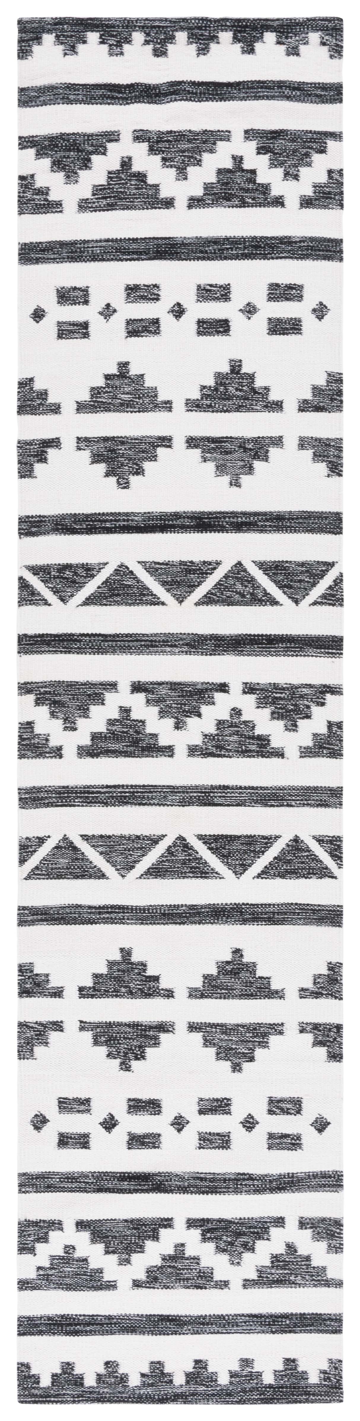 SAFAVIEH Kilim Phoebe Geometric Polyester Runner Rug, Black/Ivory, 2'3 ...