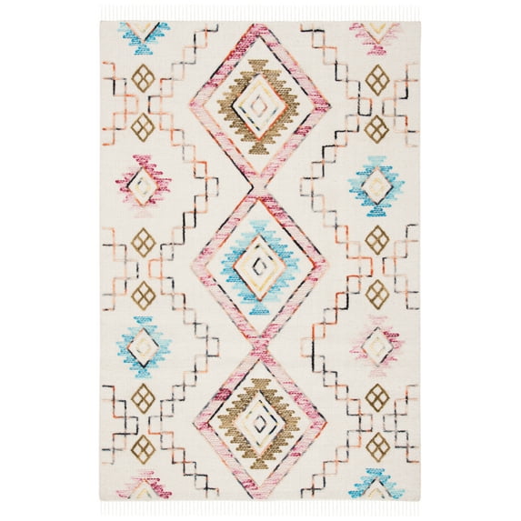 SAFAVIEH Kilim Rado Tribal Wool Area Rug, Ivory/Pink, 4' x 6'