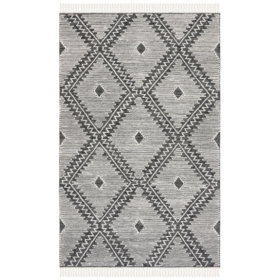 SAFAVIEH Kilim Randa Diamond Wool Area Rug, Ivory/Black, 4' x 6'