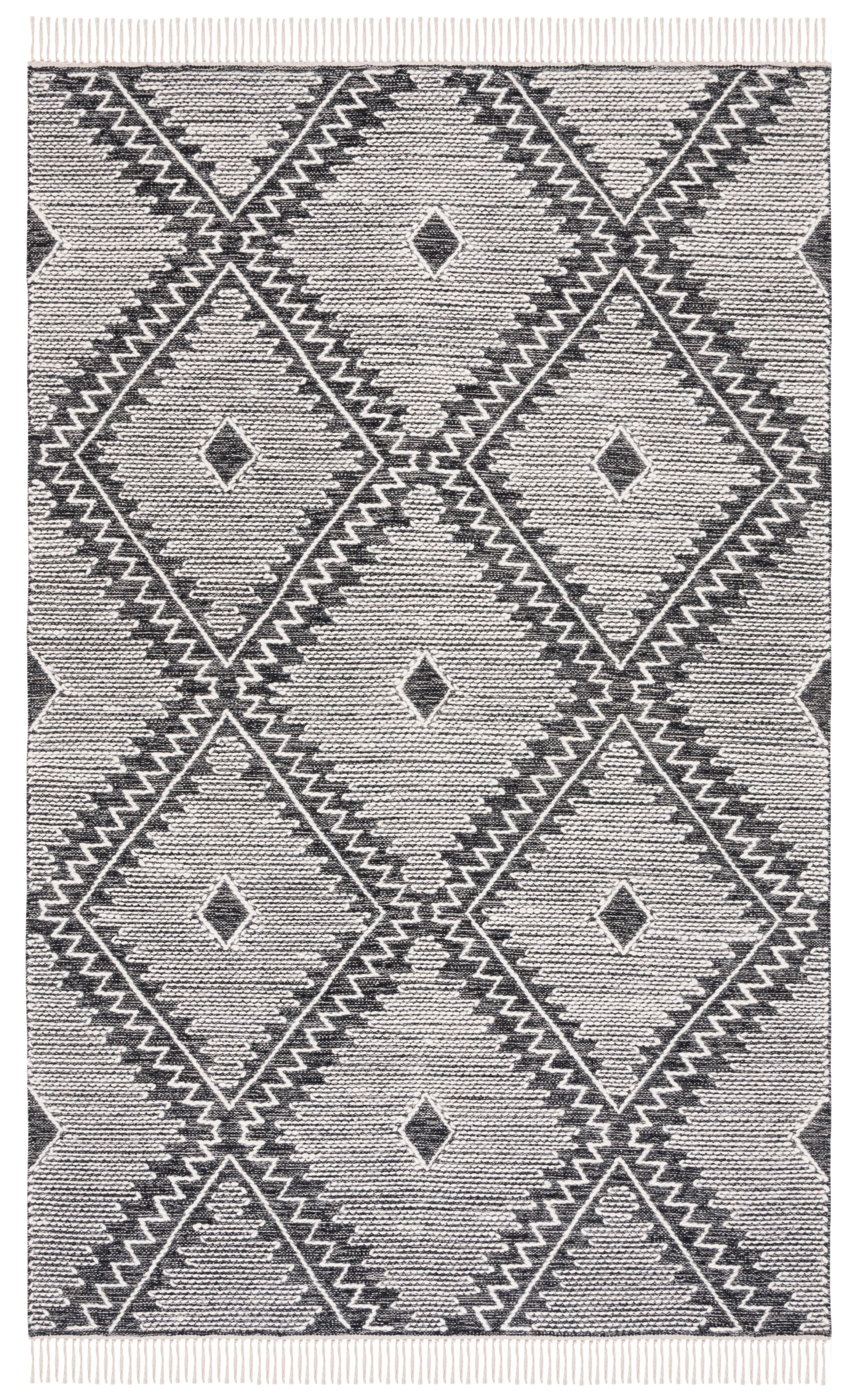 SAFAVIEH Kilim Randa Diamond Wool Area Rug, Ivory/Black, 5' x 8'