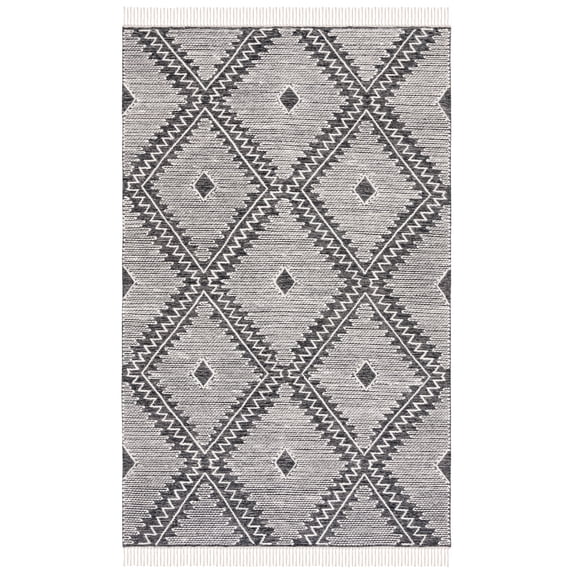 SAFAVIEH Kilim Randa Diamond Wool Area Rug, Ivory/Black, 5' x 8'