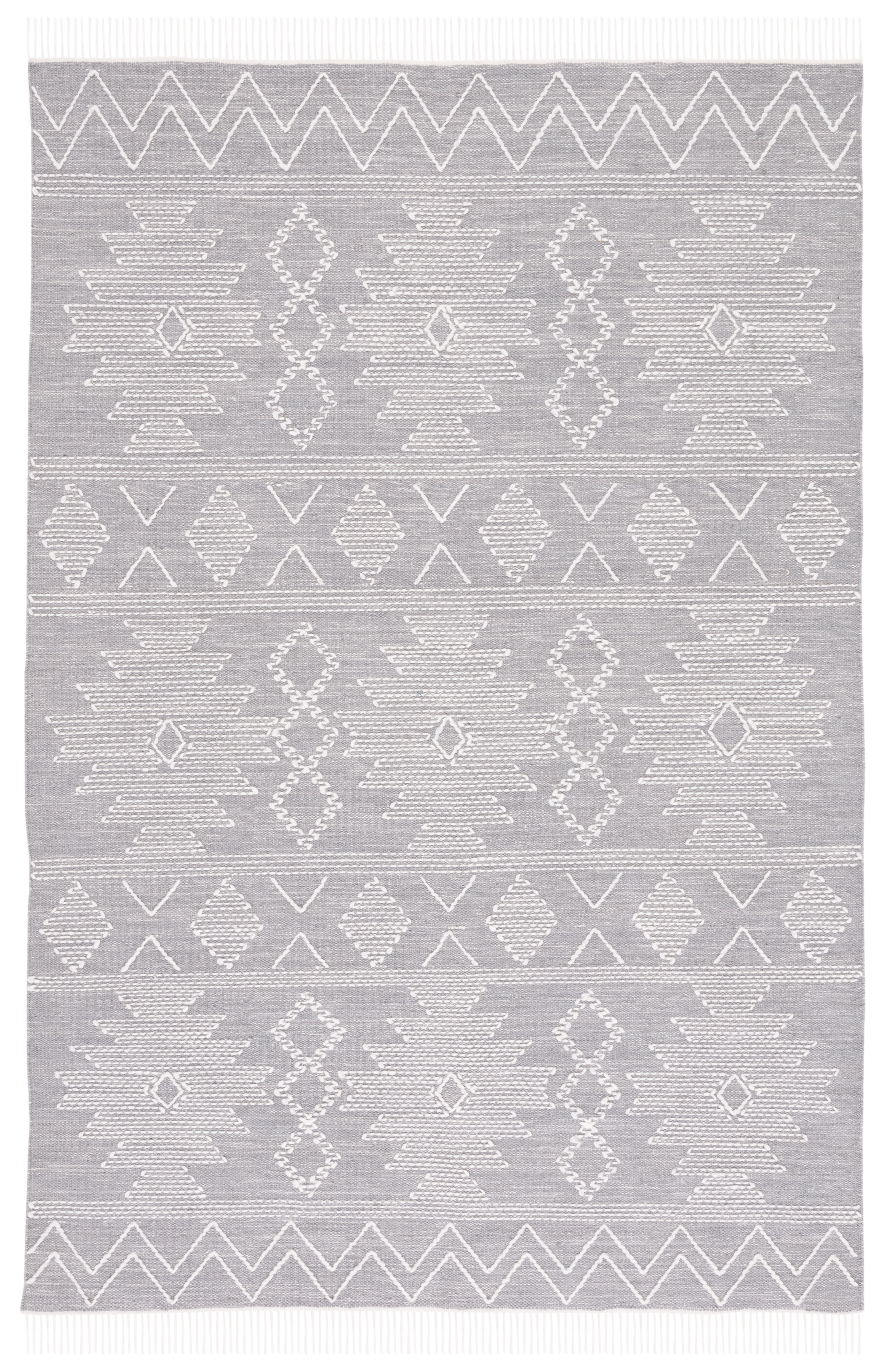 SAFAVIEH Kilim Rishi Tribal Polyester Area Rug, Grey/Ivory, 5' x 8'