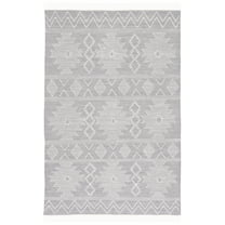 SAFAVIEH Kilim Rishi Tribal Polyester Area Rug, Grey/Ivory, 8' x 10'