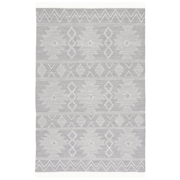 SAFAVIEH Kilim Rishi Tribal Polyester Area Rug, Grey/Ivory, 8' x 10'