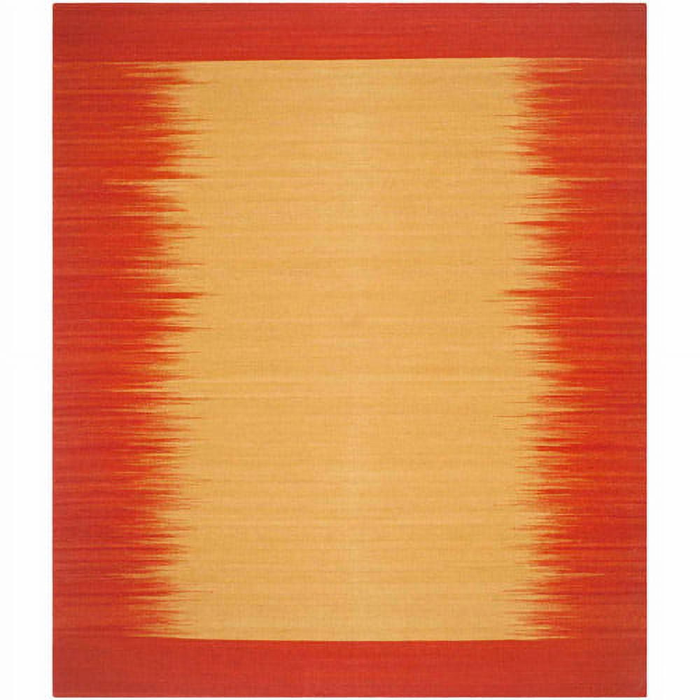 Handmade Red and Beige Wool Flat Woven 4' x 6' Area Rug