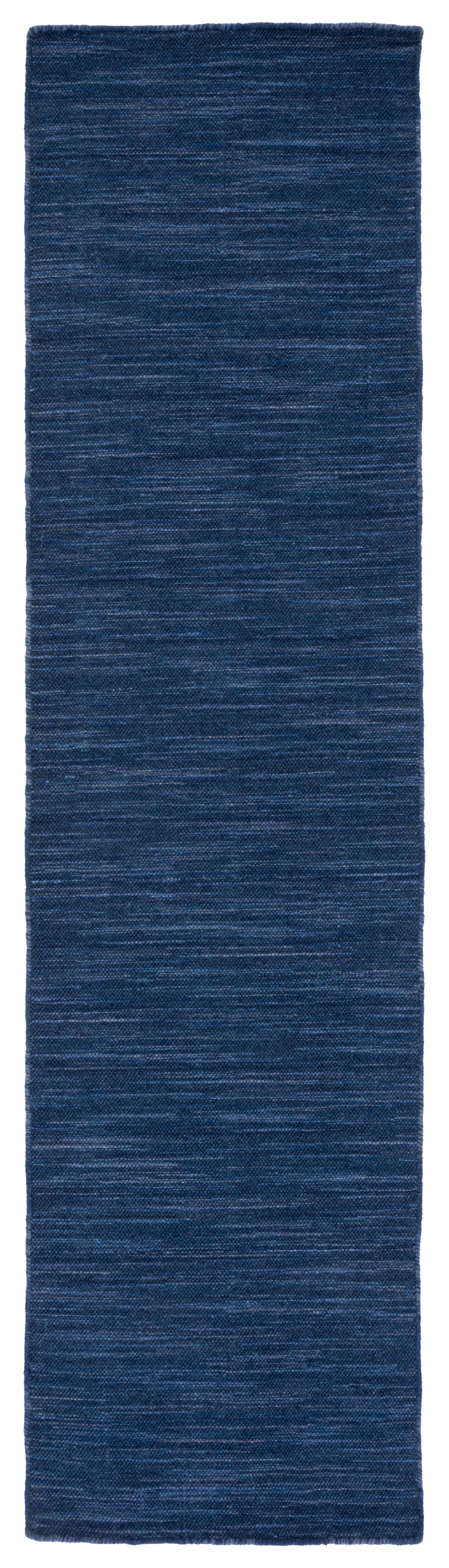 Navy Blue Handmade Wool Flat Woven Runner Rug