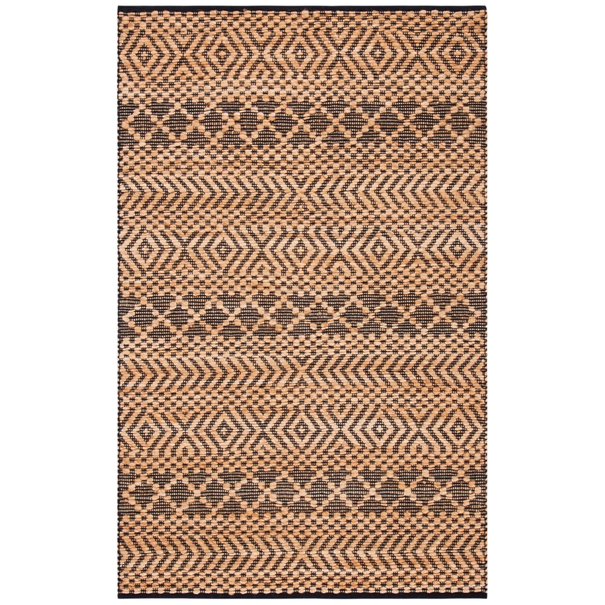 Handmade Black and Natural Wool 8' x 10' Flat Woven Area Rug