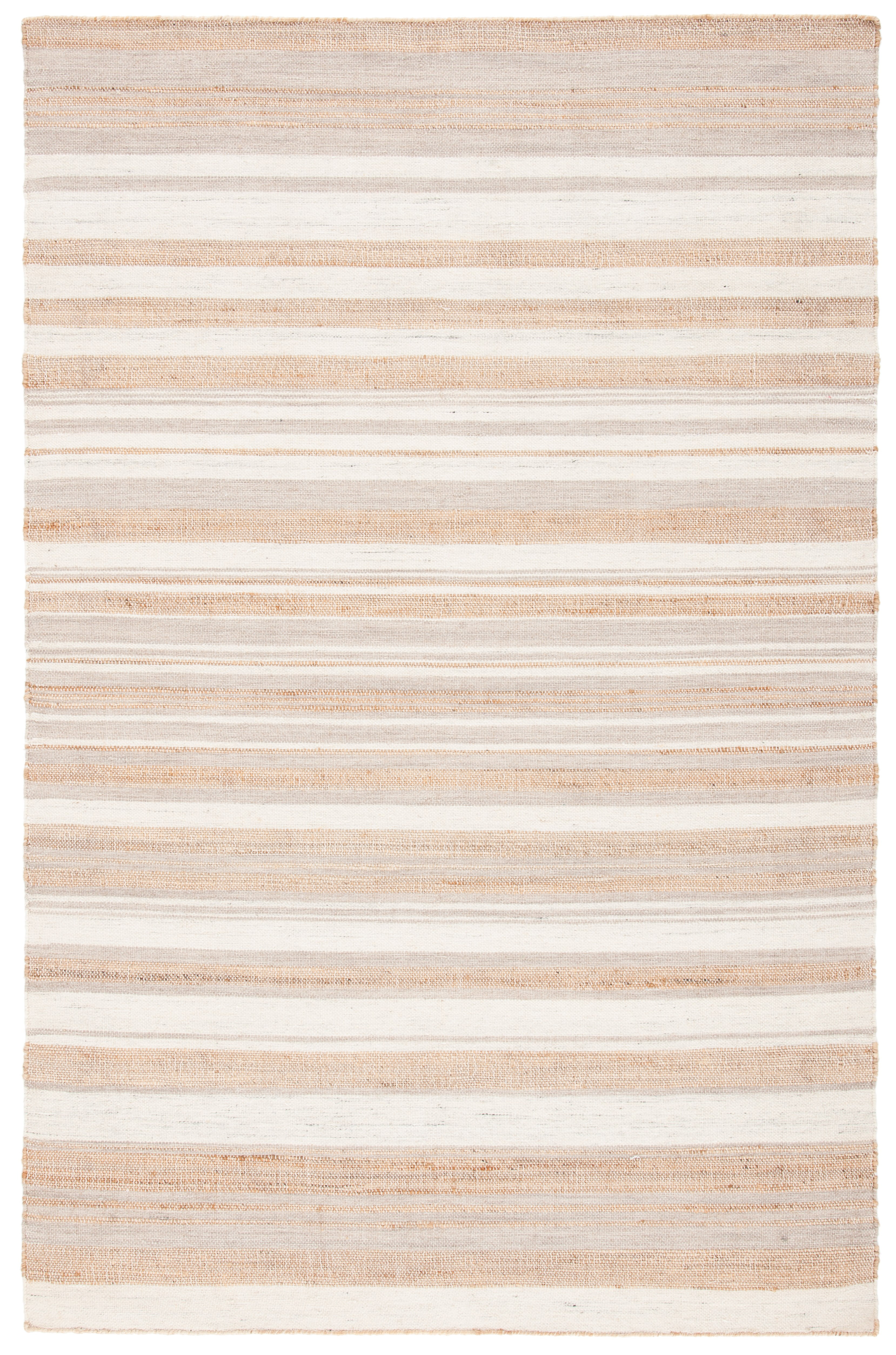 Ivory and Natural Wool Cotton Flatweave Rug, 3' x 5'