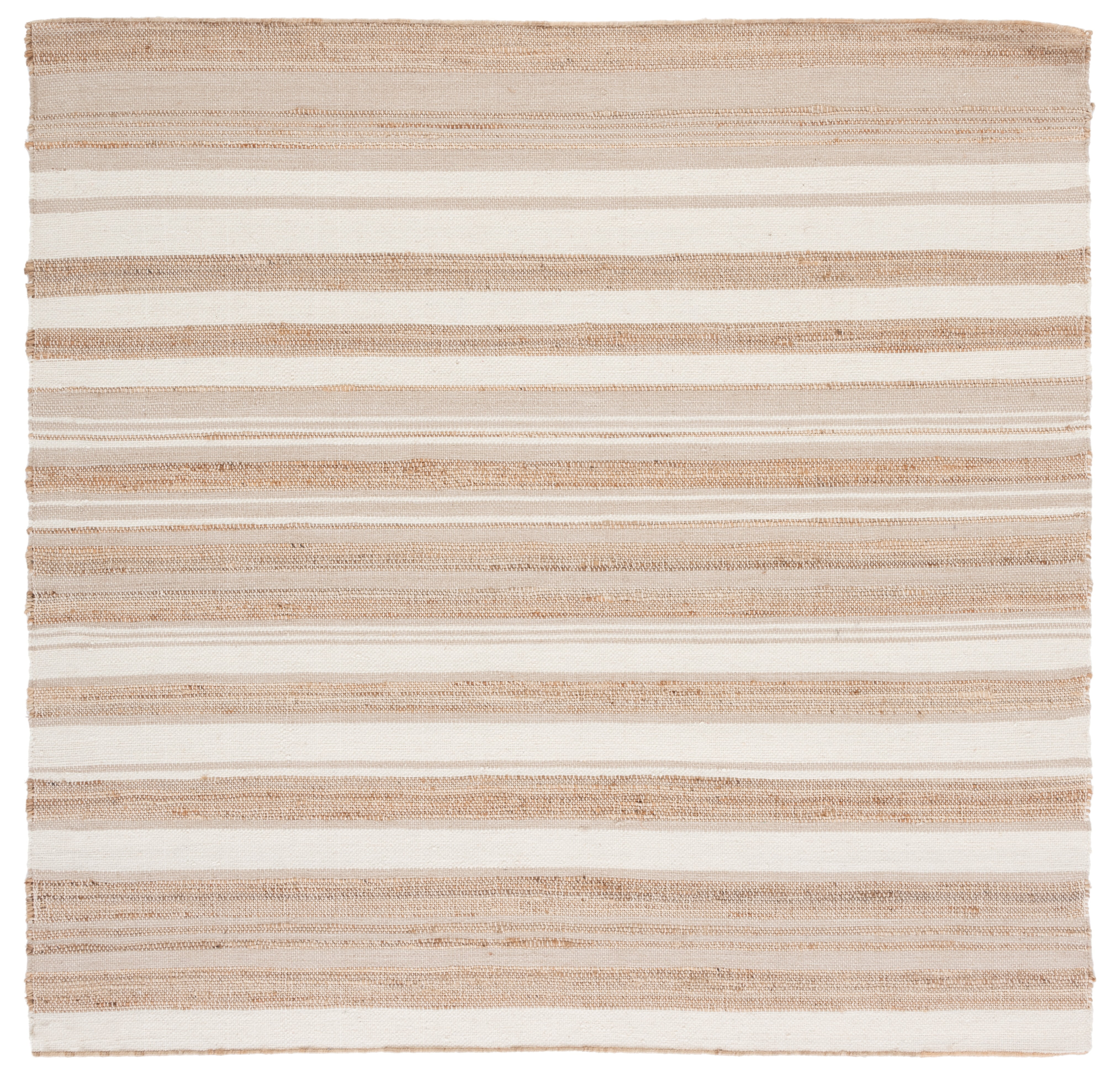 Ivory Wool and Cotton Flat Woven Handmade 6' Square Rug