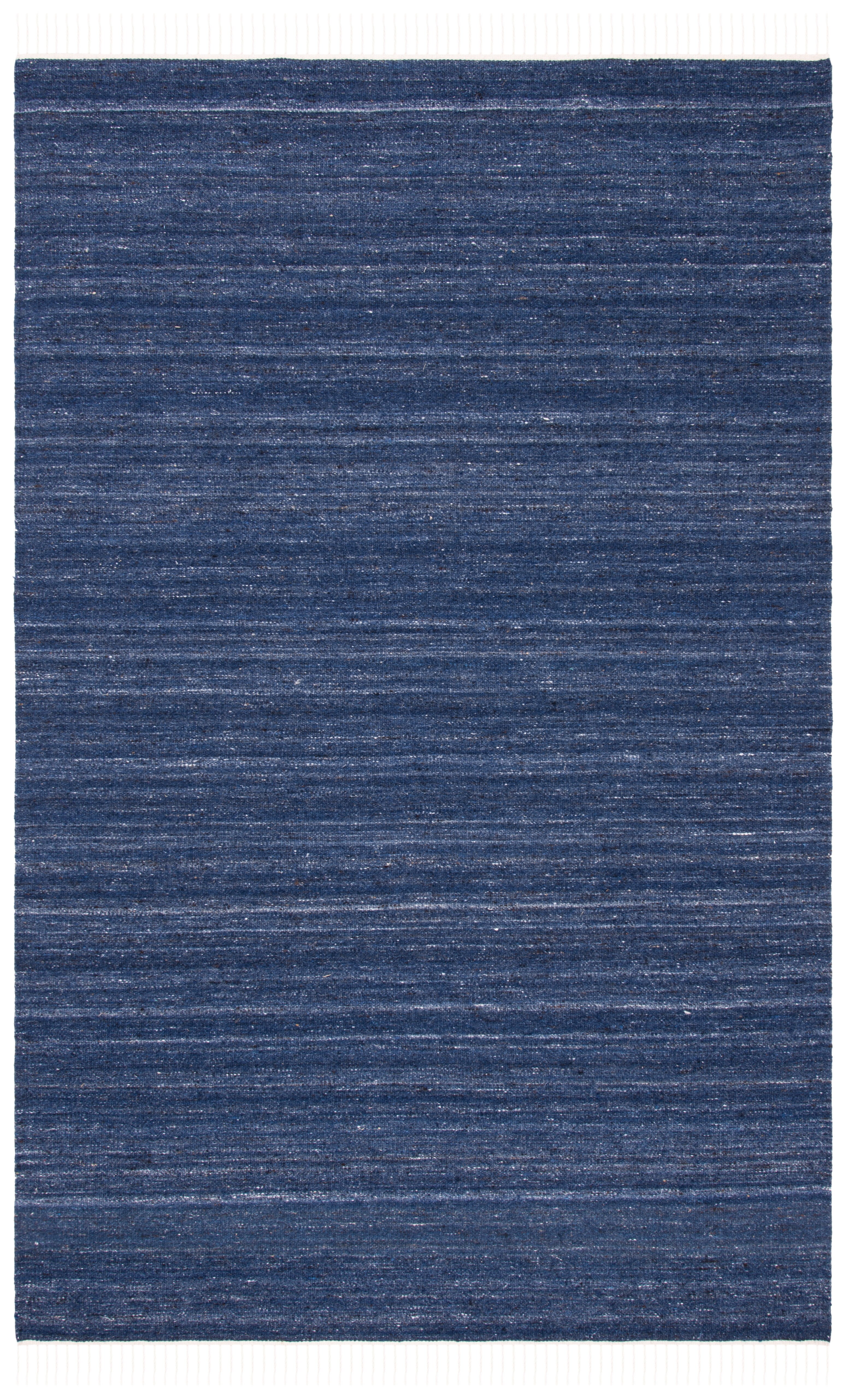 Navy Blue Handmade Wool Flat Woven Rectangular Area Rug 5' x 8'
