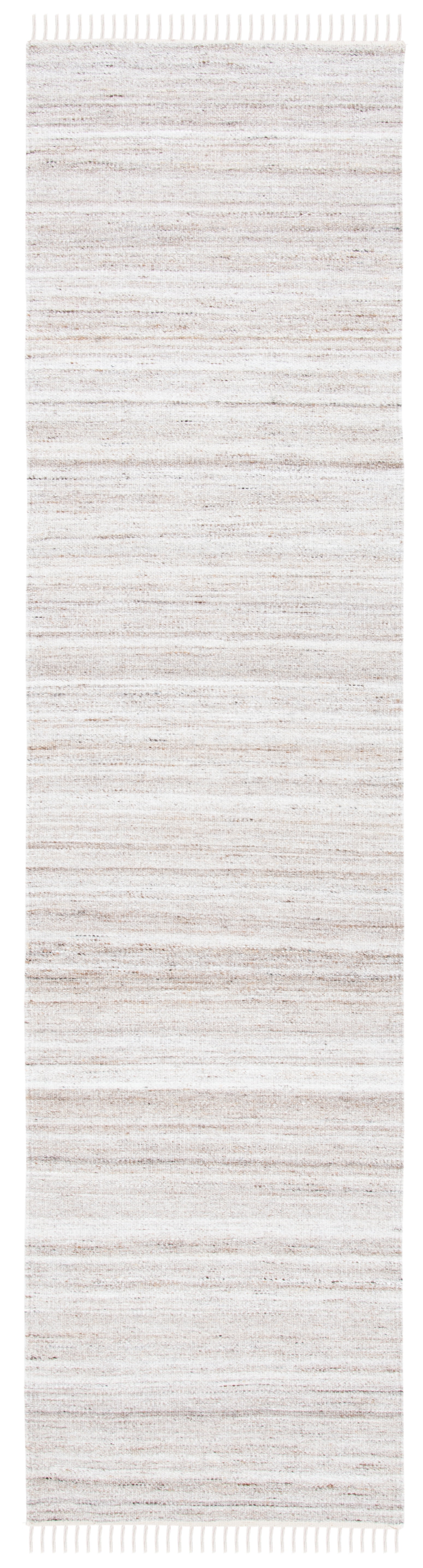 Ivory and Brown Flat Woven Wool Runner Rug
