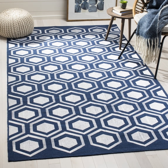Safavieh Kilim Searlait Geometric Wool Area Rug, Navy, 5' x 8'
