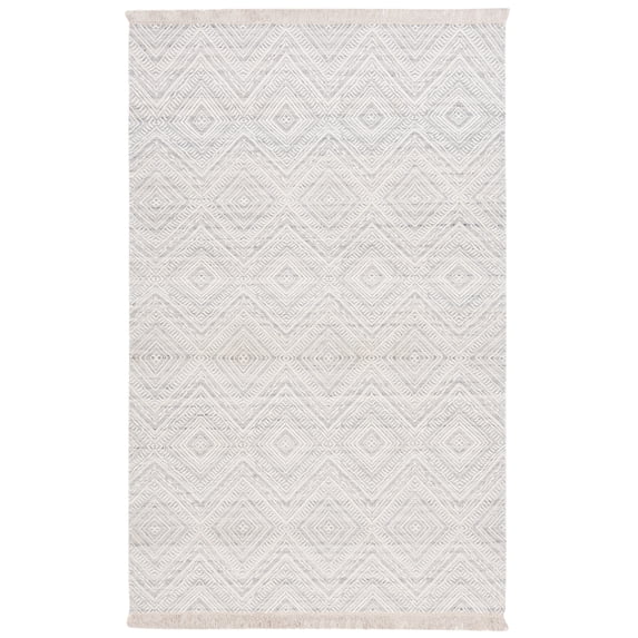 SAFAVIEH Kilim Shannon Diamond Area Rug, Light Gray/Ivory, 5' x 8'