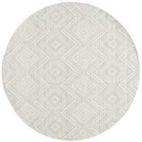 SAFAVIEH Kilim Shannon Diamond Area Rug, Light Grey/Ivory, 6' x 6' Round