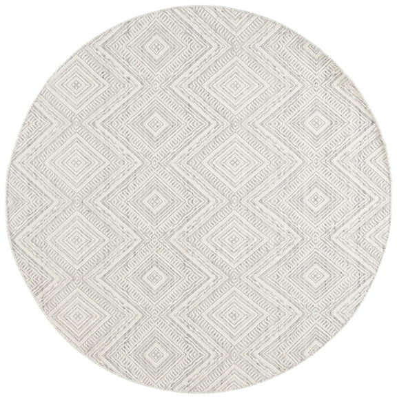 SAFAVIEH Kilim Shannon Diamond Area Rug, Light Grey/Ivory, 6' x 6' Round