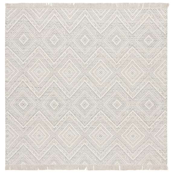 SAFAVIEH Kilim Shannon Diamond Area Rug, Light Gray/Ivory, 6' x 6' Square