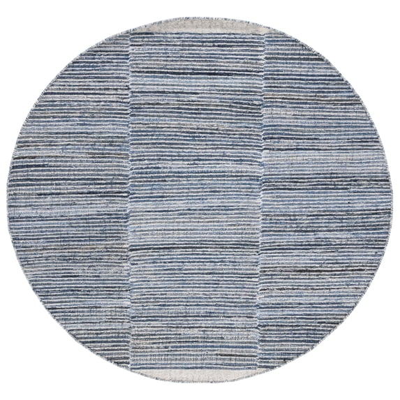 SAFAVIEH Kilim Sharlene Striped Area Rug, Blue/Ivory, 6' x 6' Round