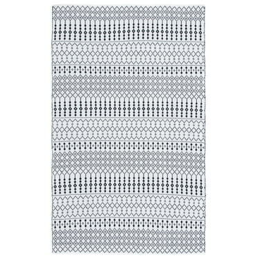 SAFAVIEH Kilim Sylvia Striped Cotton Area Rug, Ivory/Black, 3' x 5'