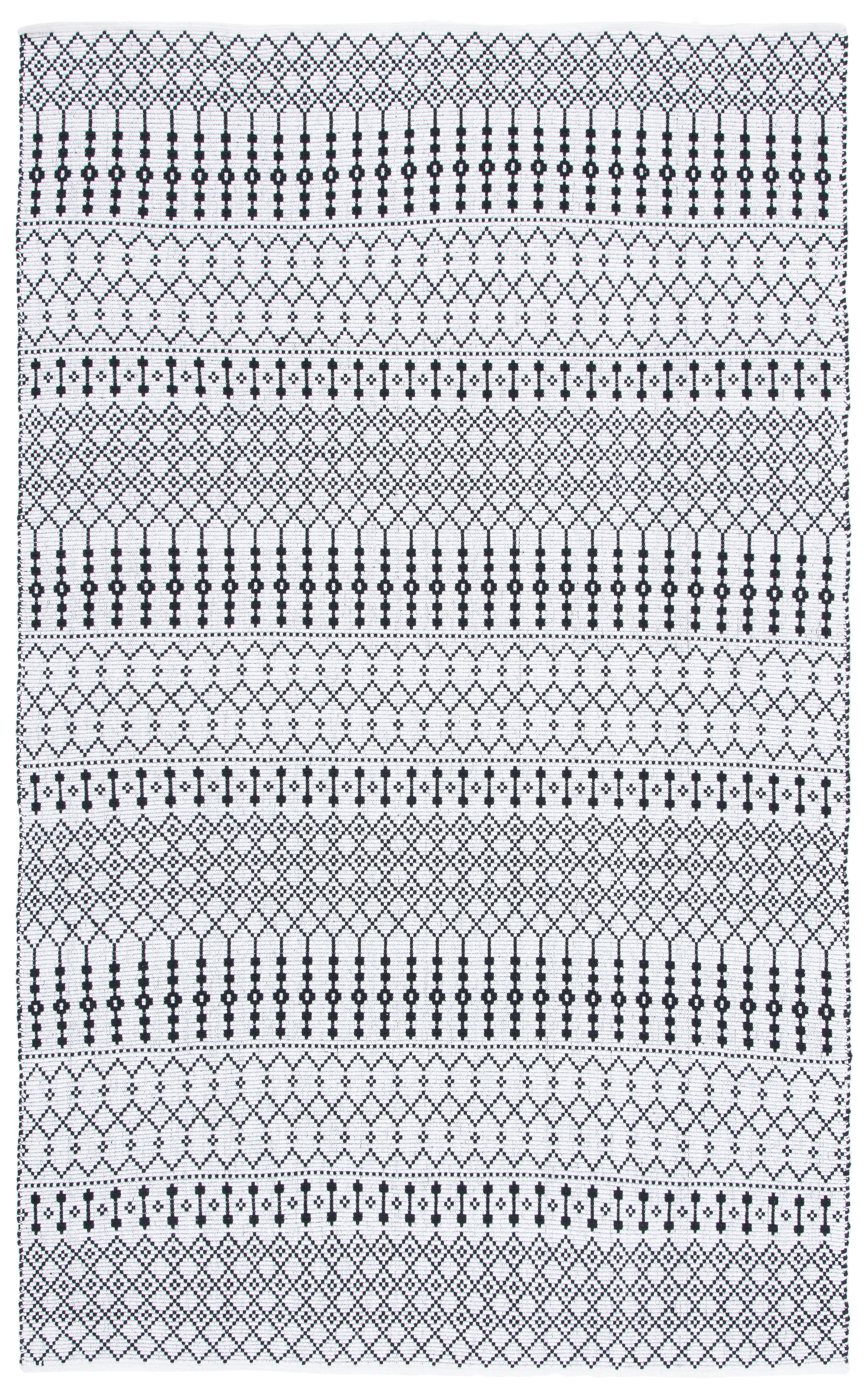 Black and White 4' x 6' Handmade Flat Woven Kilim Rug