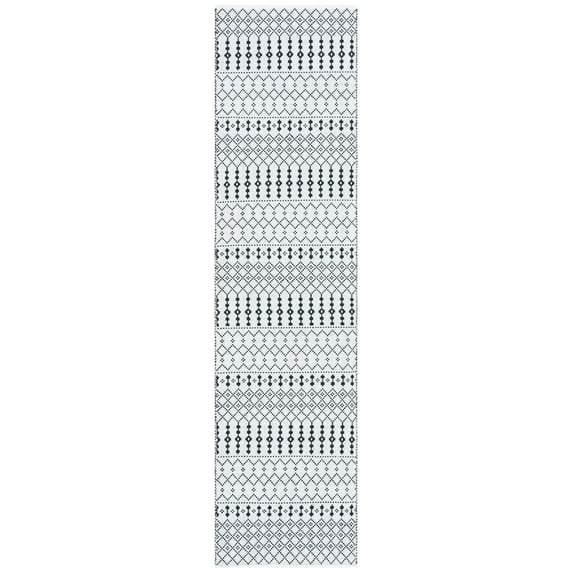 SAFAVIEH Kilim Sylvia Striped Cotton Runner Rug, Ivory/Black, 2'3" x 9'