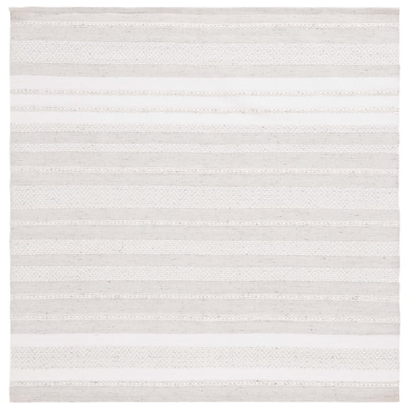 SAFAVIEH Kilim Thaddeus Striped Area Rug, Ivory/Grey, 6' x 6' Square