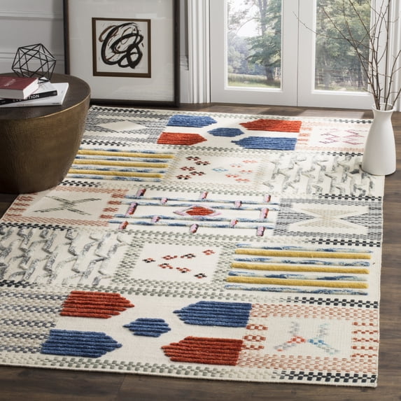 SAFAVIEH Kilim Thurstan Geometric Area Rug, Ivory/Multi, 8' x 10'