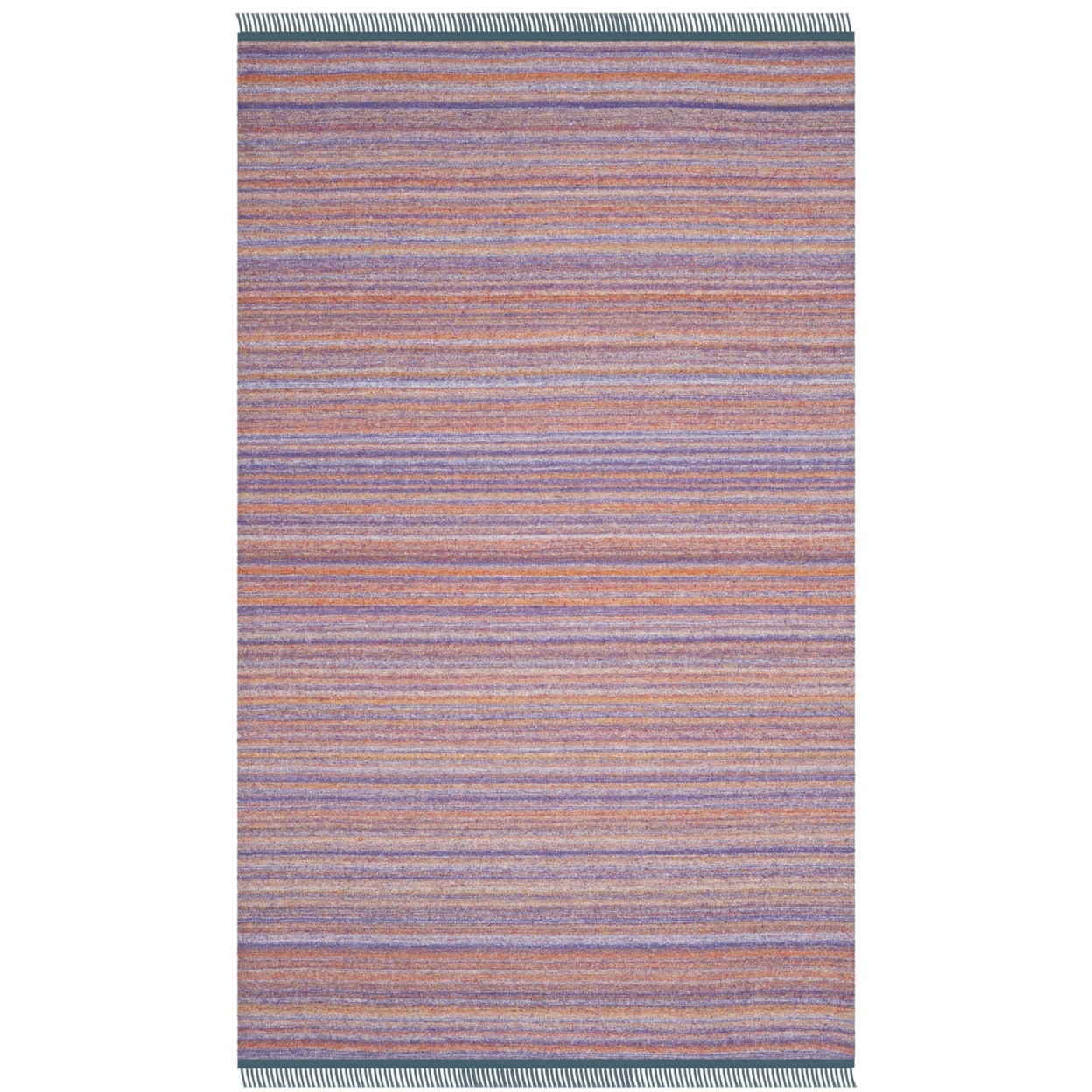 Handmade Purple and Rust Wool Flat Woven Area Rug, 5' x 8'