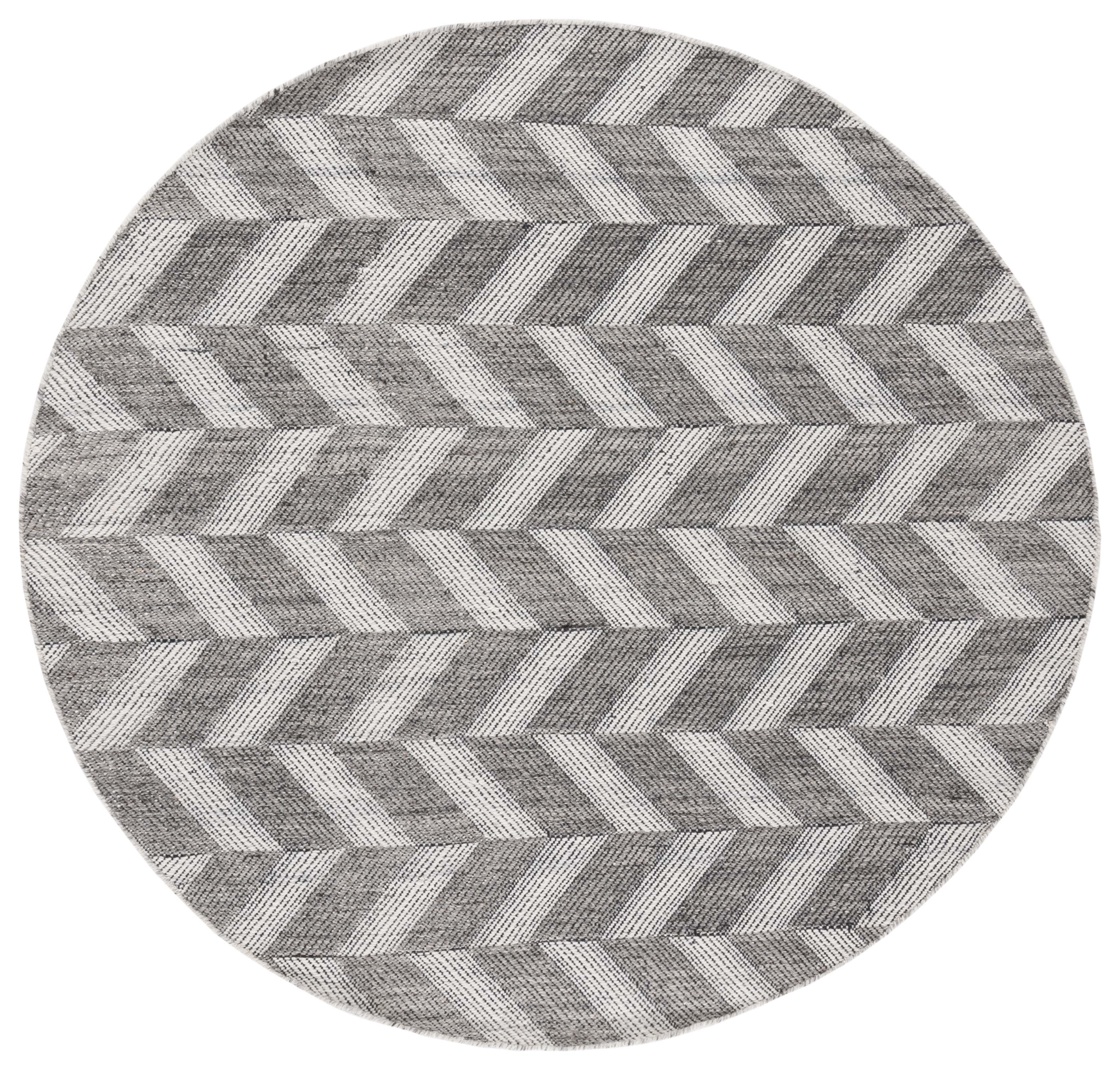 Bohemian Nomad Gray Wool 6' Round Handwoven Area Rug