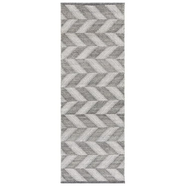 SAFAVIEH Kilim Tristen Zig Zag Wool Runner Rug, Grey/Ivory, 2'3" x 7'