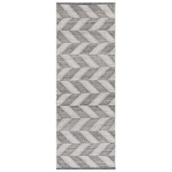 SAFAVIEH Kilim Tristen Zig Zag Wool Runner Rug, Grey/Ivory, 2'3" x 7'