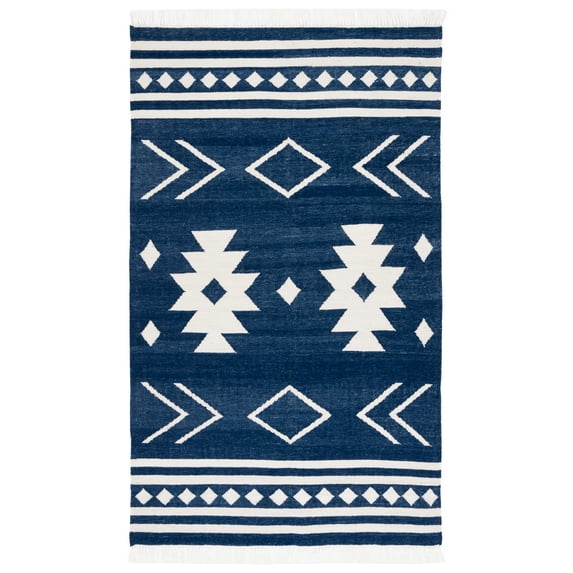 SAFAVIEH Kilim Trochez Geometric Area Rug, Navy/Ivory, 8' x 10'