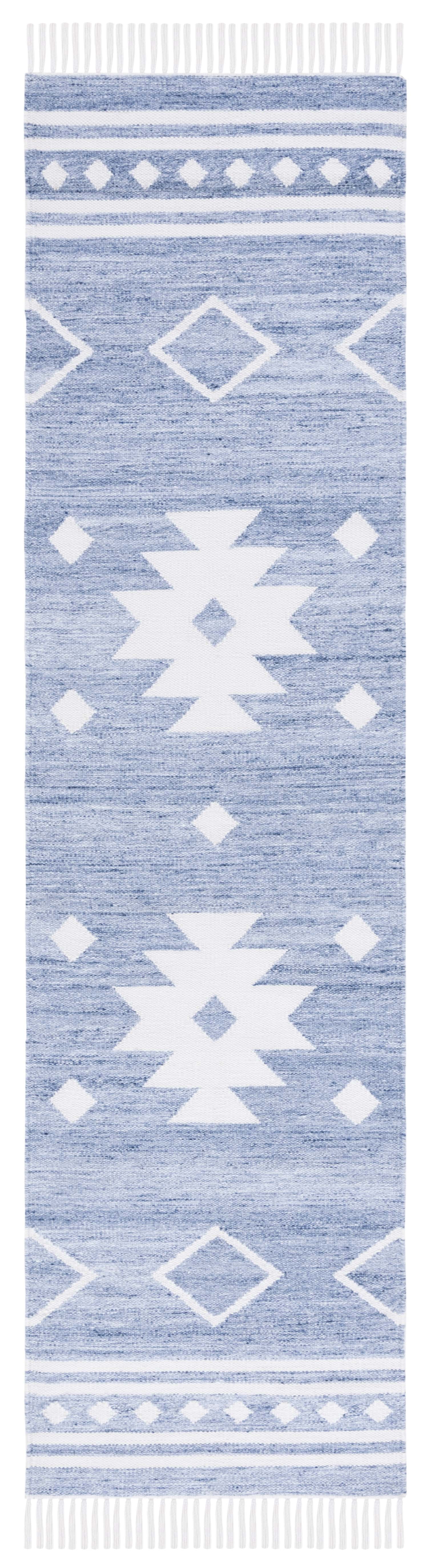 SAFAVIEH Kilim Trochez Geometric Runner Rug, Blue/Ivory, 2'3" x 9 ...
