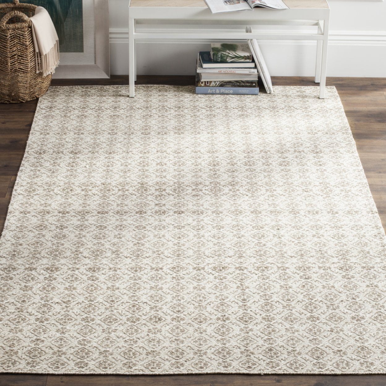 Handmade Grey and Ivory Wool Flat Woven 4' x 6' Area Rug