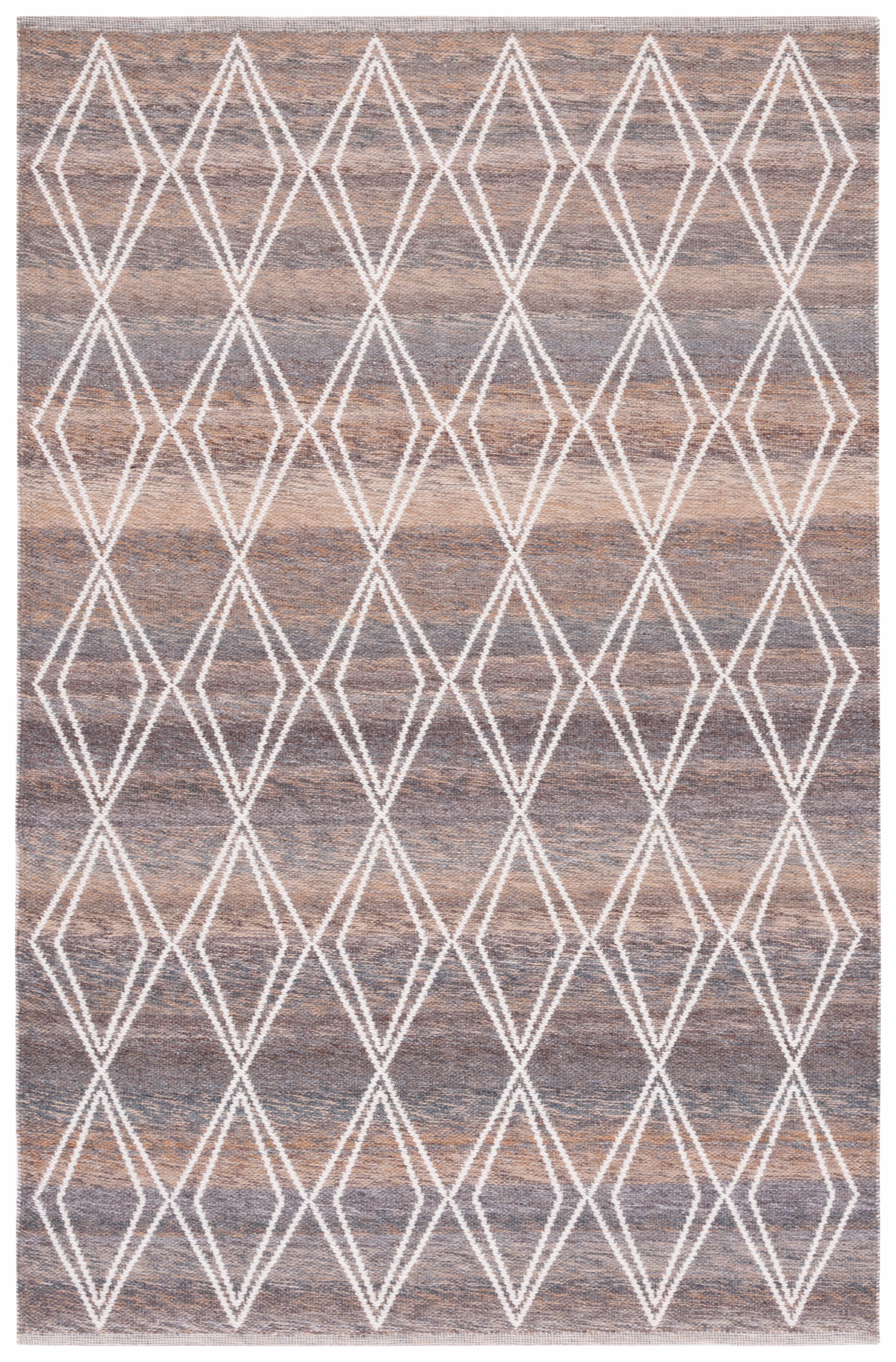 SAFAVIEH Kilim Vincent Diamond Polyester Area Rug, Brown/Grey, 5' x 8'