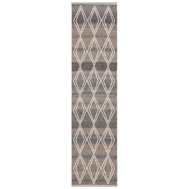 SAFAVIEH Kilim Vincent Diamond Polyester Runner Rug, Brown/Grey, 2'3" x 9'
