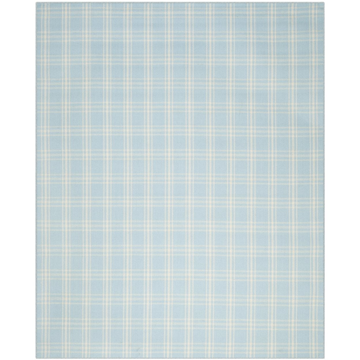Light Blue and Yellow Wool Plaid 3' x 5' Area Rug