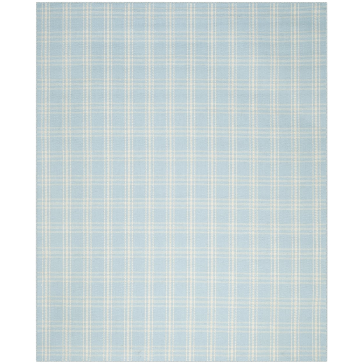 Light Blue Handwoven Kilim Wool Rug 8' x 10' - Reversible and Stain-Resistant