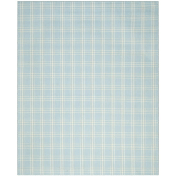 SAFAVIEH Kilim Wasif Plaid Wool Area Rug, Light Blue/Yellow, 8' x 10'