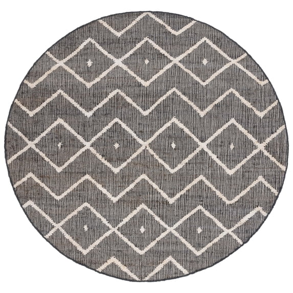 SAFAVIEH Kilim Wesley Geometric Area Rug, Charcoal/Natural, 3' x 3' Round