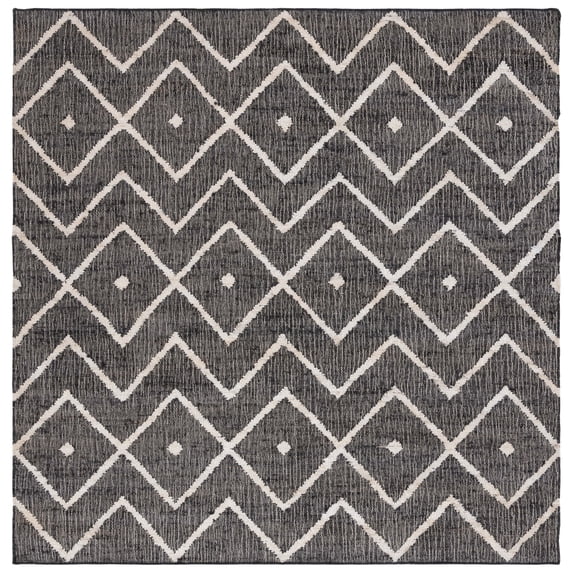 SAFAVIEH Kilim Wesley Geometric Area Rug, Charcoal/Natural, 5' x 5' Square