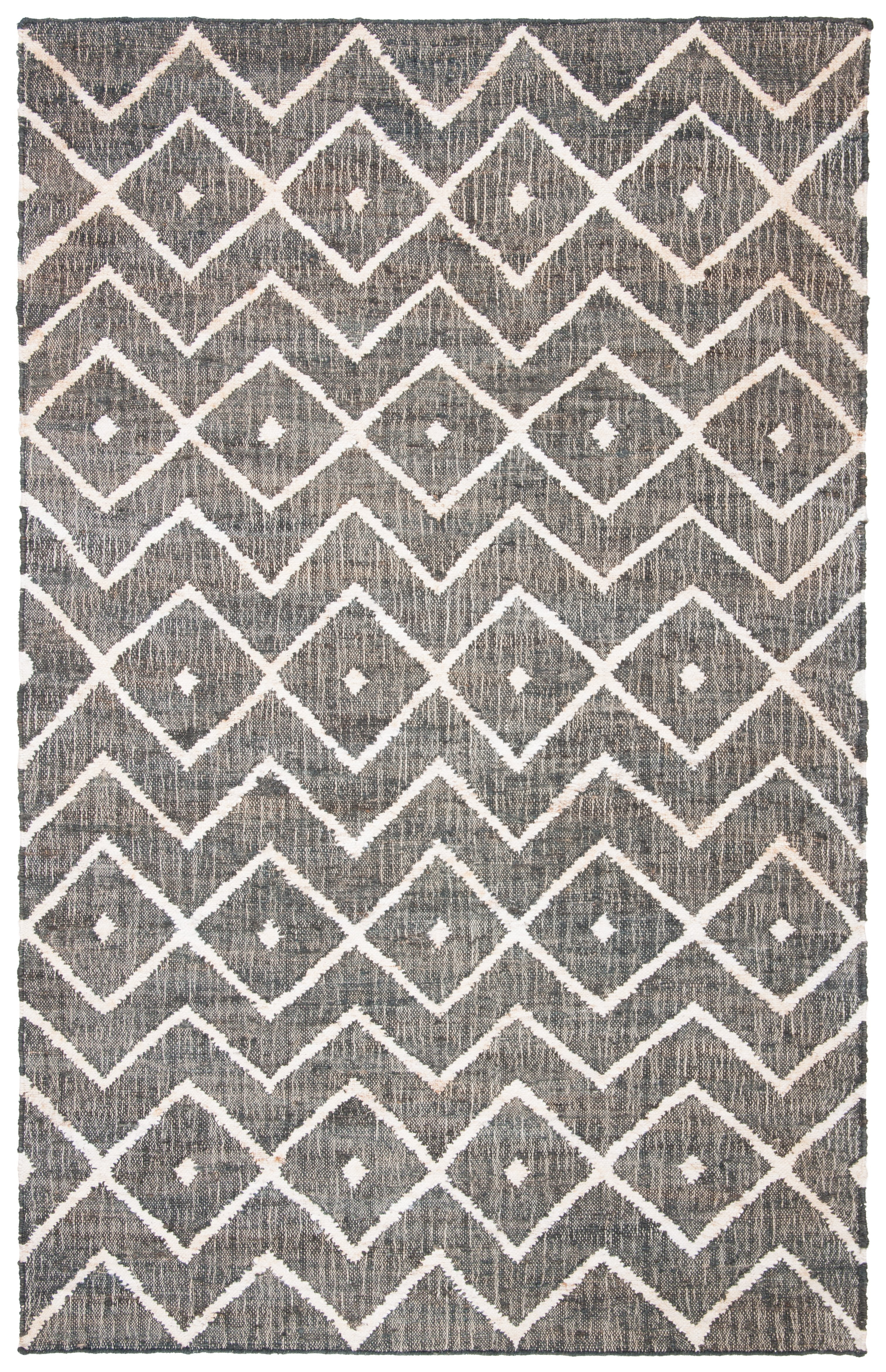 Handmade Charcoal and Natural Wool Cotton 6' x 9' Area Rug