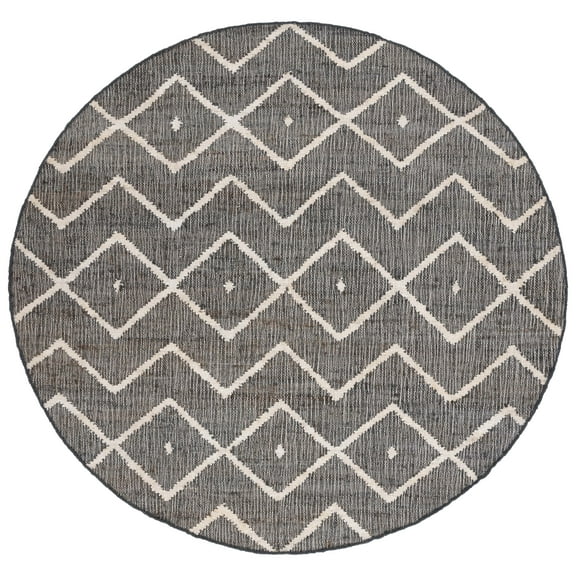 SAFAVIEH Kilim Wesley Geometric Area Rug, Charcoal/Natural, 7' x 7' Round