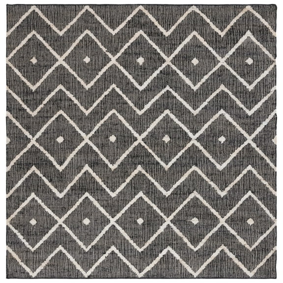 SAFAVIEH Kilim Wesley Geometric Area Rug, Charcoal/Natural, 7' x 7' Square