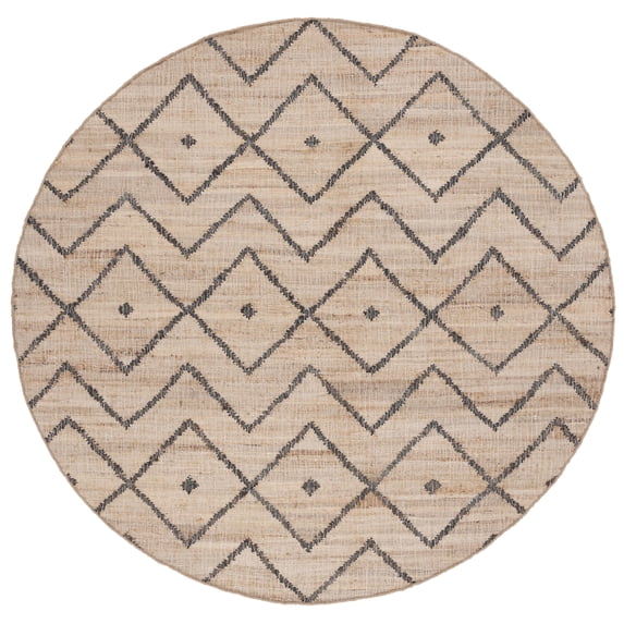 SAFAVIEH Kilim Wesley Geometric Area Rug, Natural/Charcoal, 3' x 3' Round