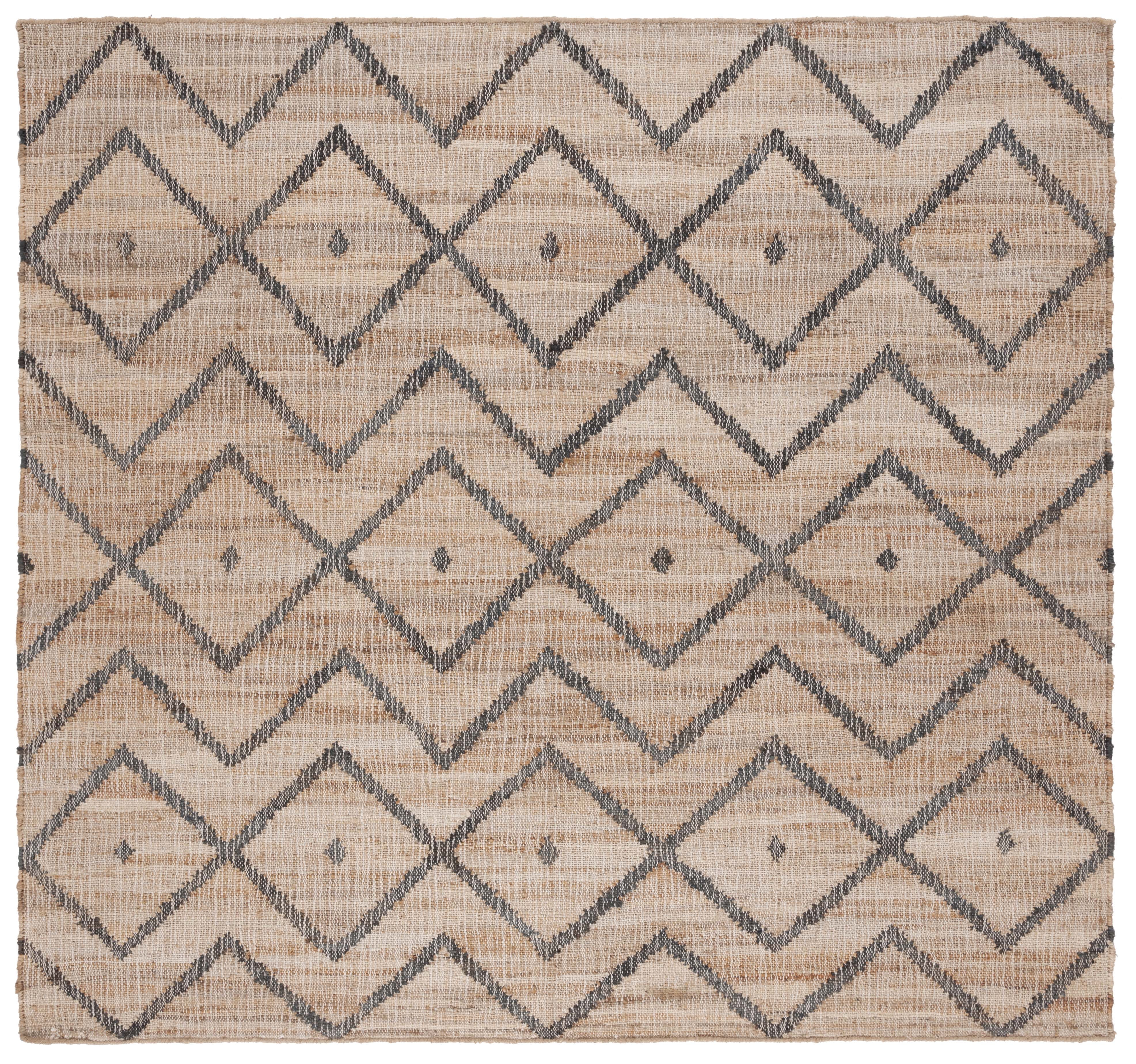 Handmade Natural and Charcoal Wool Square Area Rug
