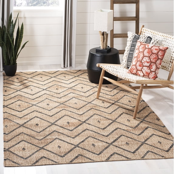 SAFAVIEH Kilim Wesley Geometric Area Rug, Natural/Charcoal, 4' x 6'